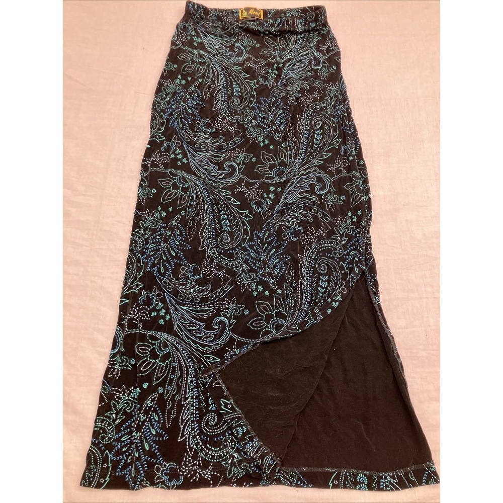 L  MIRASOL CREPE STRETCH KNIT PULL UP SIDE SLIT STRAIGHT LONG MAXI SKIRT Size S